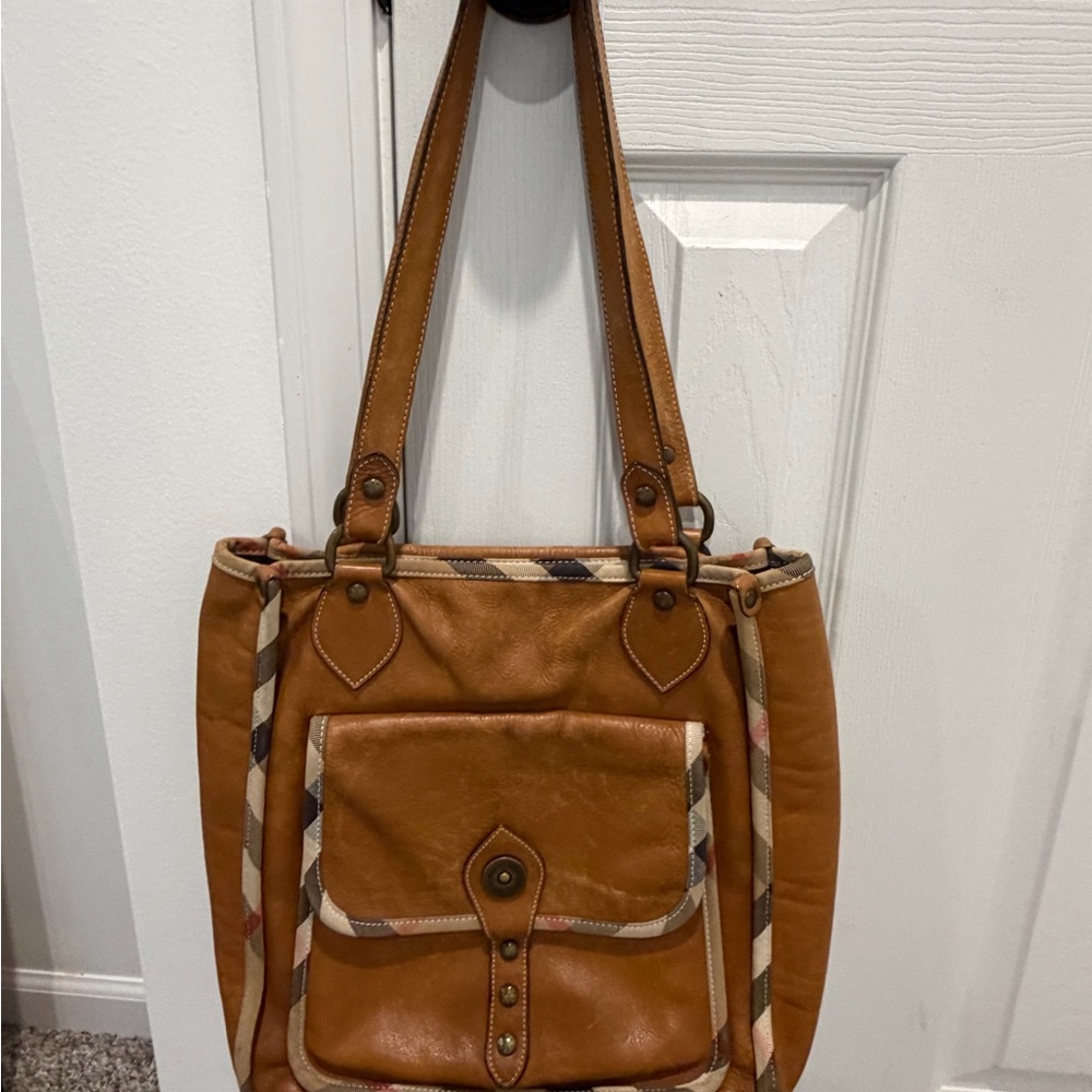 Burberry Caramel and Beige Shoulder Bag